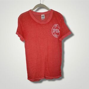 Victoria's Secret PINK Women's Logo Short Sleeve T-Shirt Top Orange M